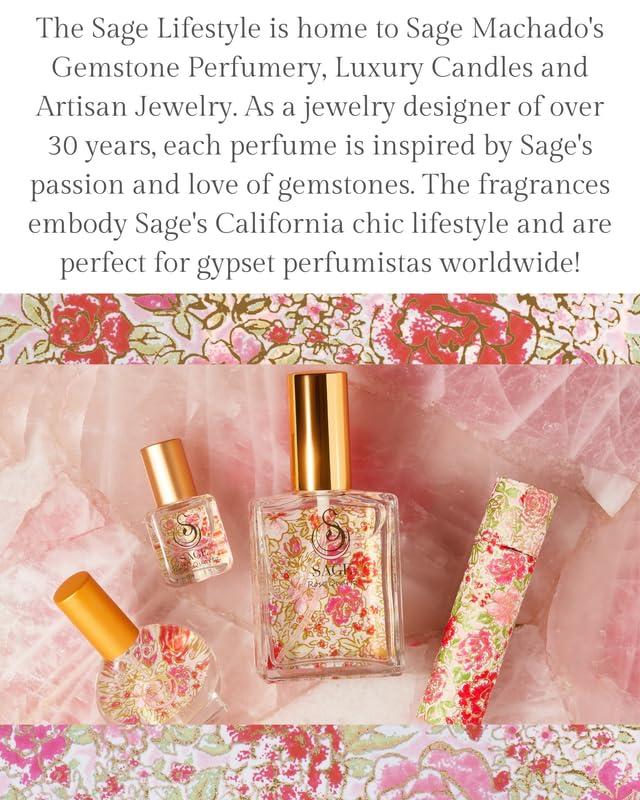 The Sage Lifestyle Rose Quartz Roll On, Oil, Extract, Rose, Honeysuckle, Sandalwood, Jasmine, Perfume for Women, Long Lasting, Fragrance, Floral, Parfum, 1/4 oz, Travel Size, Mini Perfume for Women