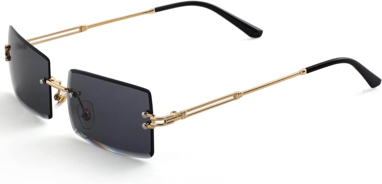 Kursan Frameless Rectangle Sunglasses for Men Women Small Rimless Sun Glasses Shades UV400 Protection