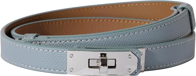 Women Skinny Leather Belt Solid Color Alloy Turn Lock Adjustable Waistband for Dresses Jeans Coats