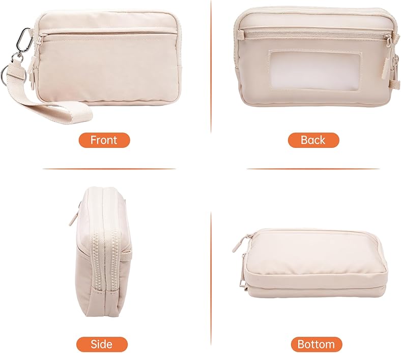 Wristlet Wallets for Women Checkered Nylon Quilted Wallet Travel Crossbody Bags with 4 Zippers Coin Card Phone Holder