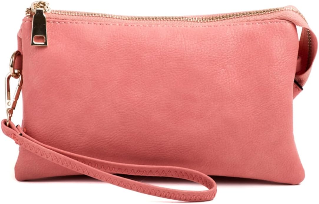 JEN & CO. Riley Small Crossbody Bags for Women Vegan Leather Wristlet Clutch Wallet Purses Handbags with 2 Straps