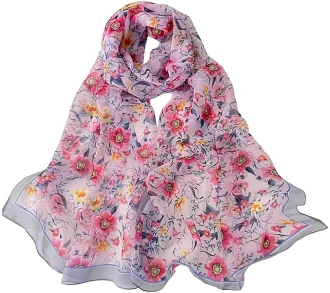 Pokeedioty Scarfs for Women Lightweight Fashion Scarves Elegant Floral Pattern Sheer Scarfs Sunscreen Shawls Wraps