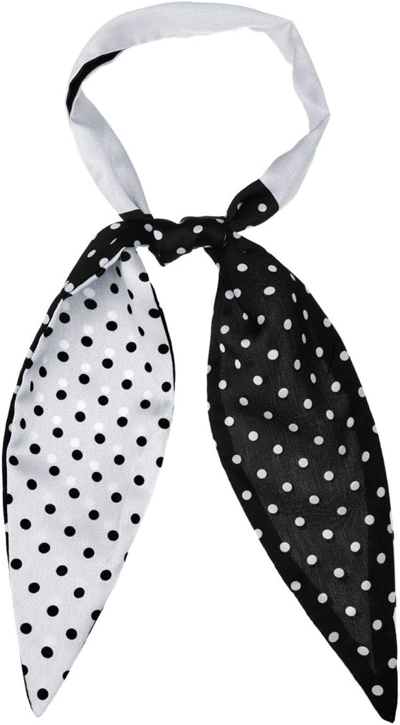 Allegra K Chic Polka Dots Women Neckerchief Skinny Scarves Hair Band Ribbon for Bag Accessory