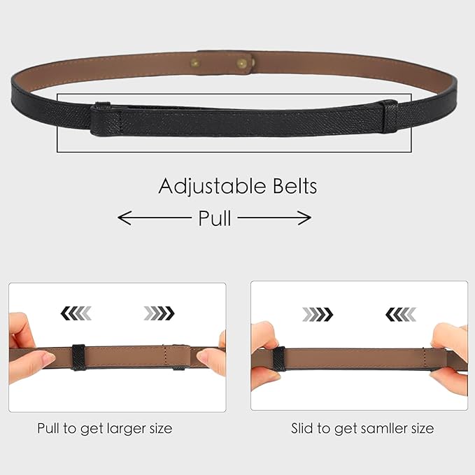 Women's Fashion Classic Metal Buckle Leather Belt with Jeans Dress