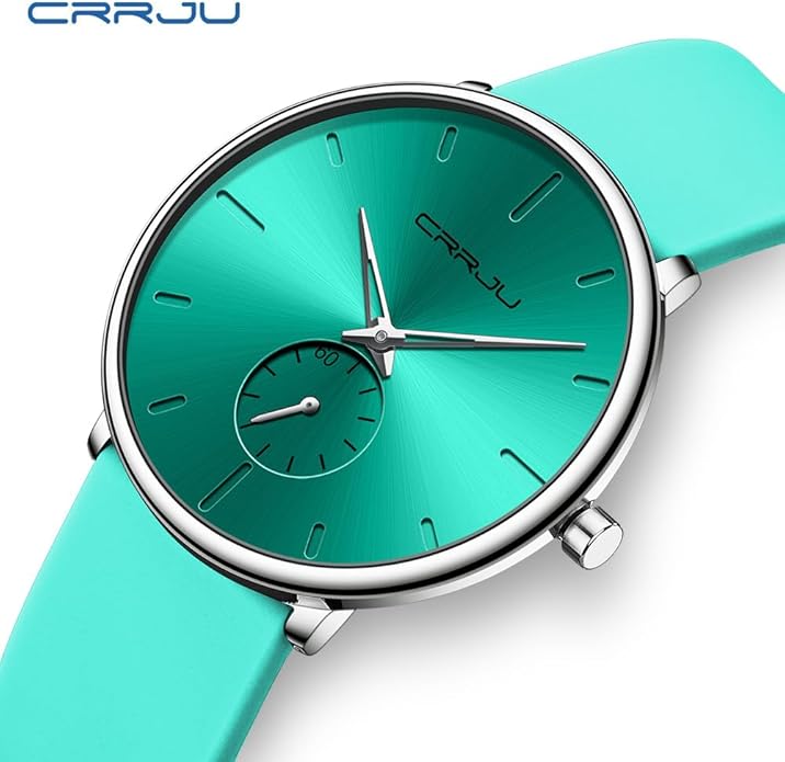 CRRJU Men’s Women Watch Casual Stylish Waterproof Quartz Unisex Wristwatches, Ultra Thin Watches for Men Women, Colorful Silicone Band