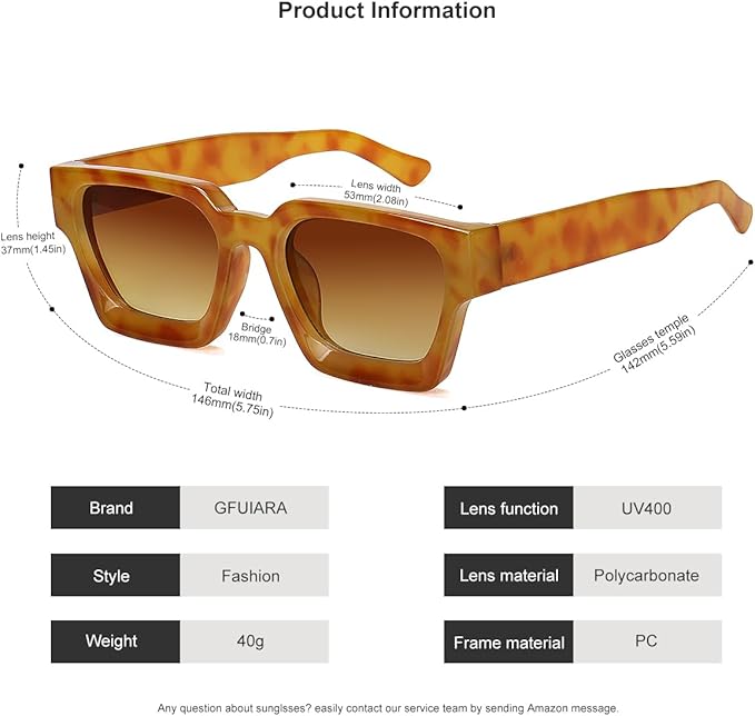 Trendy Square Sunglasses for Men Women Fashion Thick Rectangle Sun Glasses UV Protection Shades Designer Style