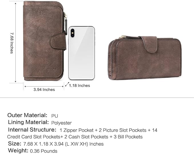 CLUCI Wallet For Women PU Leather RFID Blocking Womens Wallet Bifold Card Holder with ID Window Gifts for Women Birthday | RFID Blocking, Designer, Trifold, Card Holder, ID Window