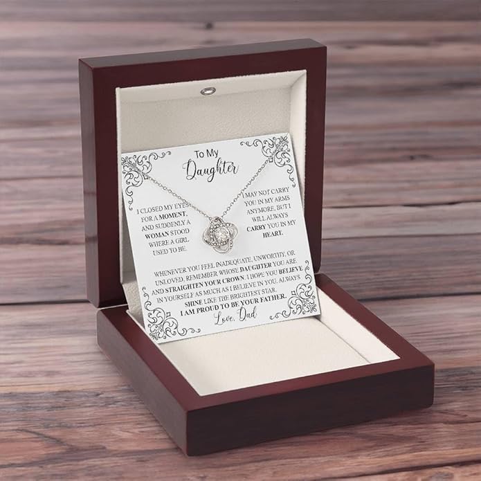 VIRAGIL To My Daughter Gift Necklace From Dad or Mom - Badass Daughter Jewelry With Heartfelt Message & Elegant Box