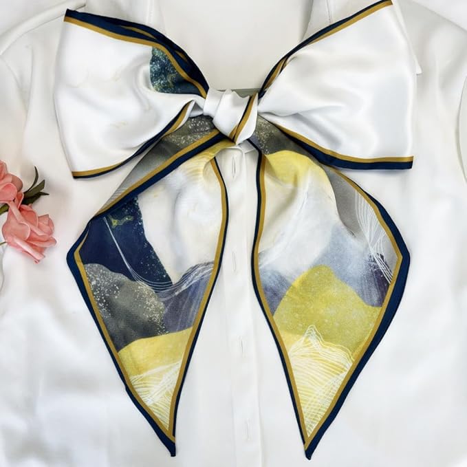Silk Head Scarf for Hair Fashion Headwrap for Women Lightweight Neck Tie