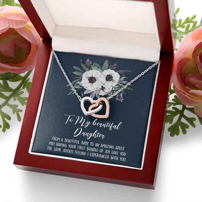 VIRAGIL To My Daughter Gift Necklace From Dad or Mom - Badass Daughter Jewelry With Heartfelt Message & Elegant Box