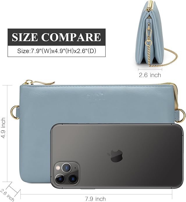 Wristlet Purses for Women, Vegan Leather Crossbody Evening Zip Clutch Bag with Strap | Vegan Leather, Evening, Zip, with Strap