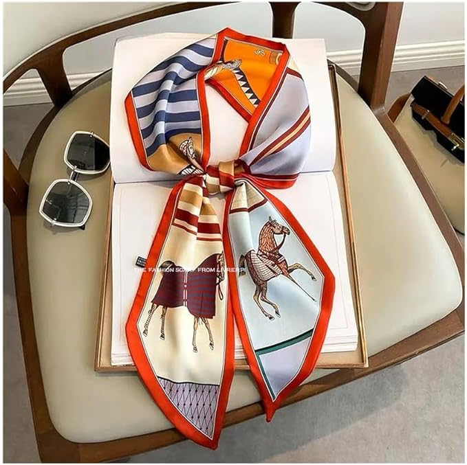 Livrerpi Silk Feeling Head Scarf Fashion Satin Hair Scarf Square Long Scarves for Women Gifts