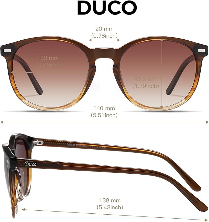 DUCO Polarized Sunglasses for Women Retro Round Women's Sunglasses Classic Vintage UV400 Shades DC1230