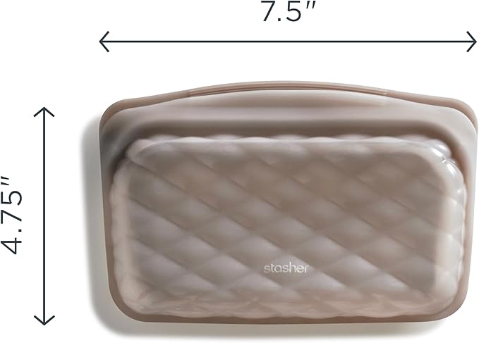 Stasher Premium Silicone Reusable Makeup Touch-Up Bag, Taupe, Beauty & Travel Toiletry Bag, Storage Bag Organizer, Dishwasher & Heat Safe, TSA Friendly, BPA Free, Leak-free, Eco Friendly, 12 Oz