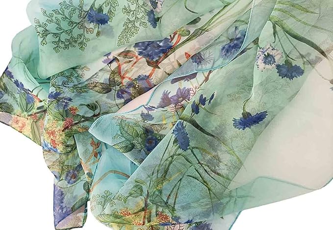 Pokeedioty Scarfs for Women Lightweight Scarves Elegant Floral Pattern Sheer Scarfs Shawls Wraps