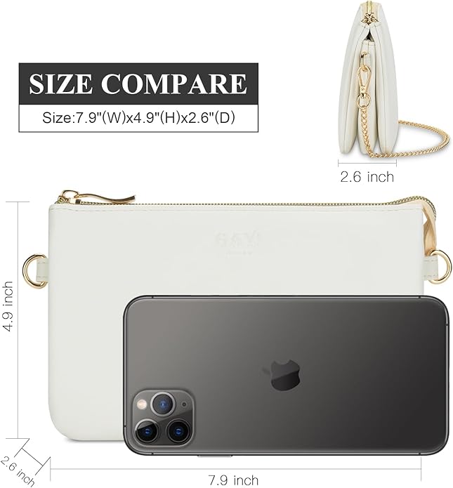 Wristlet Purses for Women, Vegan Leather Crossbody Evening Zip Clutch Bag with Strap | Vegan Leather, Evening, Zip, with Strap