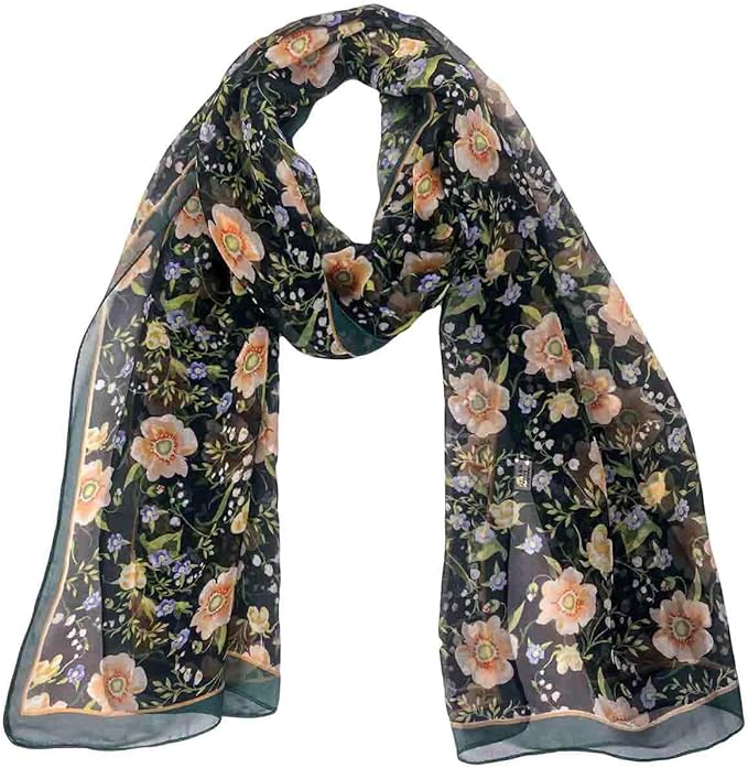 Pokeedioty Scarfs for Women Lightweight Fashion Scarves Elegant Floral Pattern Sheer Scarfs Sunscreen Shawls Wraps