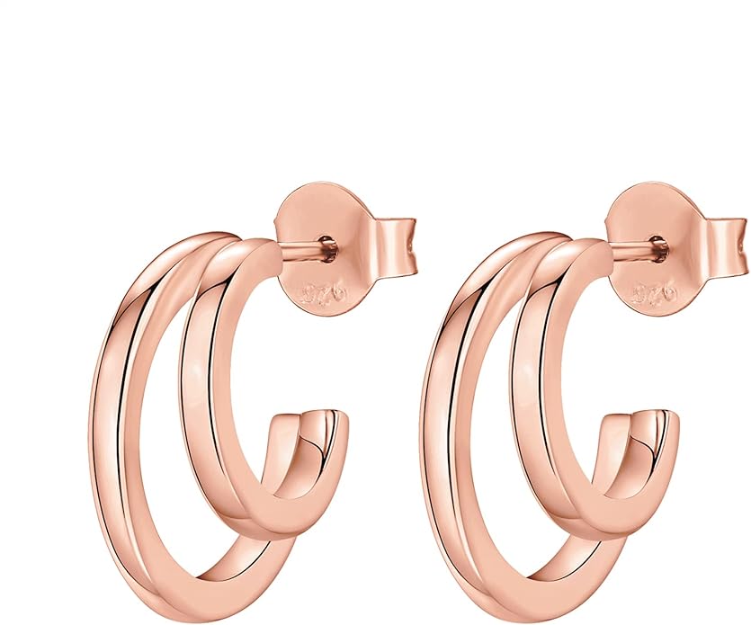 PAVOI 14K Gold Plated Multi Huggie Hoop Earrings for Women - 925 Sterling Silver Posts Triple Split Hoop Gold Earrings for Women - Trendy Fashion Jewelry