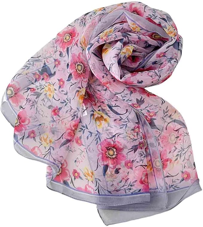 Pokeedioty Scarfs for Women Lightweight Fashion Scarves Elegant Floral Pattern Sheer Scarfs Sunscreen Shawls Wraps