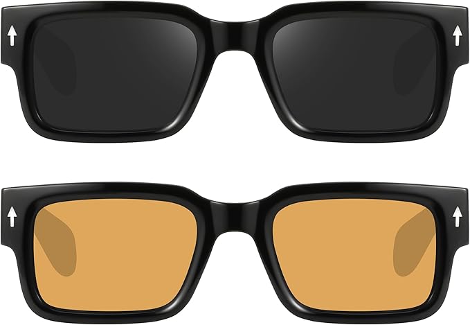 YDAOWKN Square Frame Sunglasses for Women Men Trendy Chunky Rectangle Sun Glasses Black Shades UV400 Protection