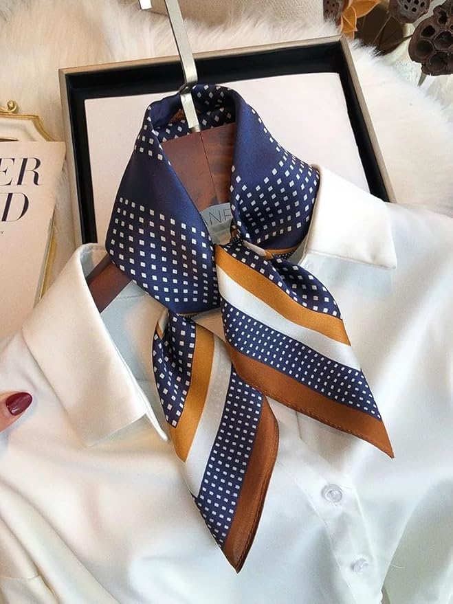 ANDANTINO 100% Real Mulberry Silk Scarf -21'' x 21''- Lightweight Neckerchief –Women Men Small Square Digital Printed Scarves