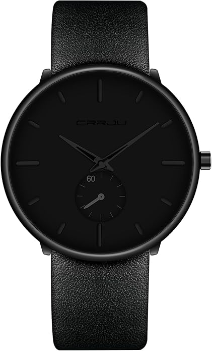 Mens Watches Ultra-Thin Minimalist Waterproof-Fashion Wrist Watch for Men Unisex Dress with Leather Band