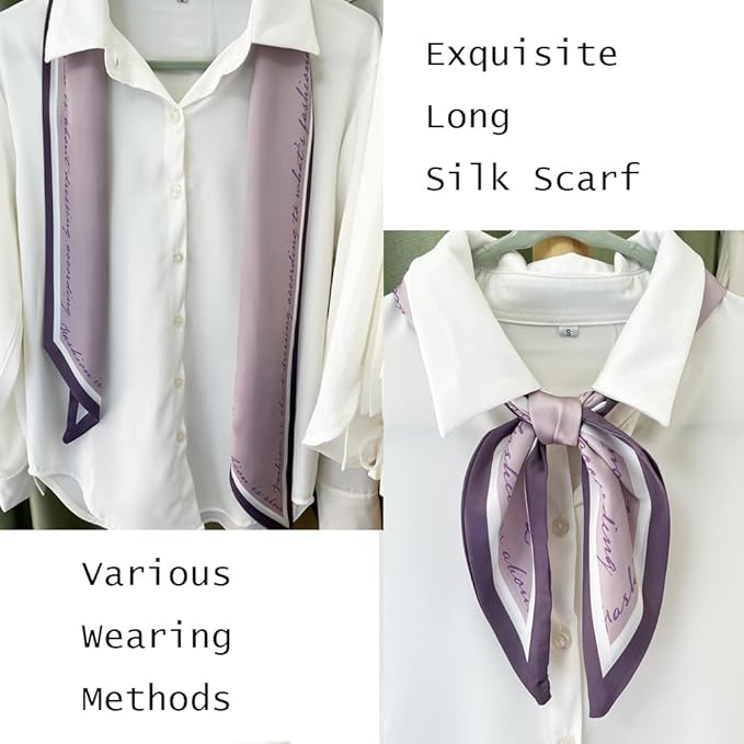 Silk Head Scarf for Hair Fashion Headwrap for Women Lightweight Neck Tie