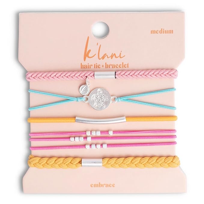K'lani Hair Tie Bracelets for Women - Elastic Hair Bands That Double as Stylish Jewelry - Embrace - Medium