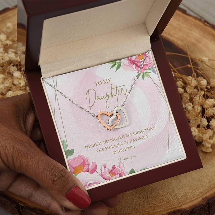 VIRAGIL To My Daughter Gift Necklace From Dad or Mom - Badass Daughter Jewelry With Heartfelt Message & Elegant Box