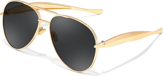 FEISEDY Oversized Aviator Sunglasses Women Men - Retro Gold Metal Chunky Frame, UV400 for Driving & Daily Wear B0311