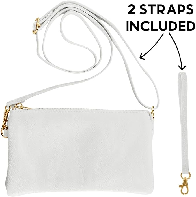 Vegan Leather Wristlet Purse for Women - Small Clutch Purse with Shoulder and Wrist Straps