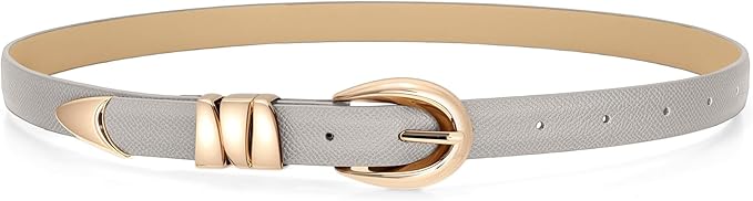WHIPPY Women Skinny Leather Belt for Jeans Pants Dresses Ladies Fashion Waist Belt with Shiny Gold Buckle