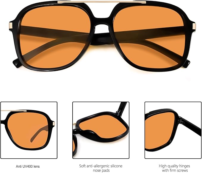 Retro Aviator Sunglasses for Women Men 2026 Square Top Bar Sun Glasses Sunnies 70s Lightweight Shades