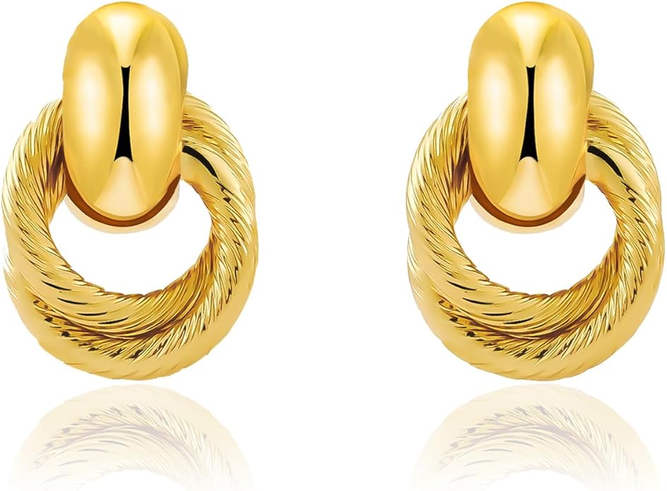 Chunky Small Knot Earrings Gold Silver Geometric Earrings for Women Dainty Gold and Silver Plated Dangle Drop Earrings Hypoallergenic and Lightweight Fashion Trendy Jewelry Gifts