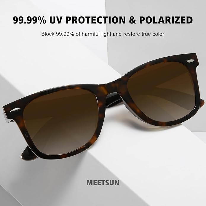 MEETSUN Retro Polarized Sunglasses for Women Men Classic Mirror Lens Driving Trendy Sun Glasses UV Protection (3 Pack)