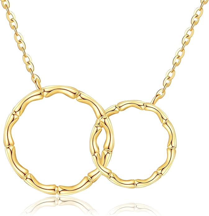 ELFRONT Mothers Day Gifts 14k Real Gold Dainty Necklace, Solid Gold Delicate Pendant For Women Mom Lover
