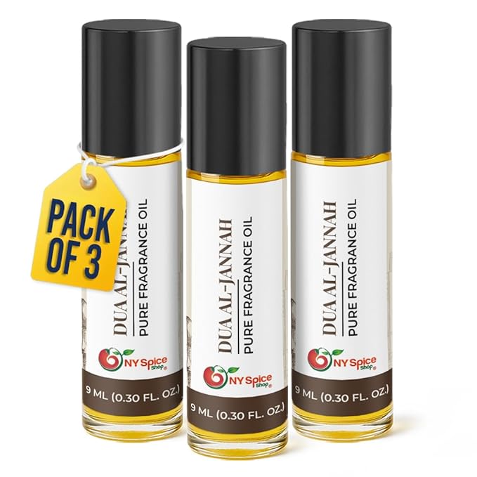 NY Spice Shop Dua Al- Jannah Musk Fragrance – Pack of 3 Musk Aroma Profile – Artisan Aroma Blend & Travel Friendly Perfume Oil for Pocket Perfume Bottle – Scent Collection Addition for Scent Lovers