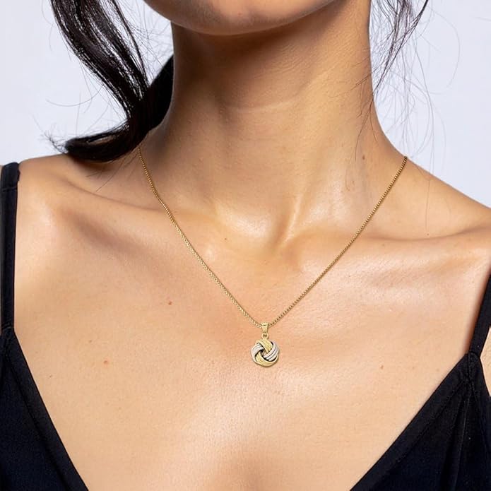 IceCarats 14K Solid Two Tone Gold Love Knot Necklace Chain Pendant Charm