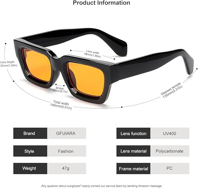 Trendy Square Sunglasses for Men Women Fashion Thick Rectangle Sun Glasses UV Protection Shades Designer Style