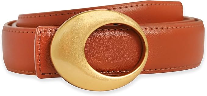 Women's Fashion Classic Metal Buckle Leather Belt with Jeans Dress