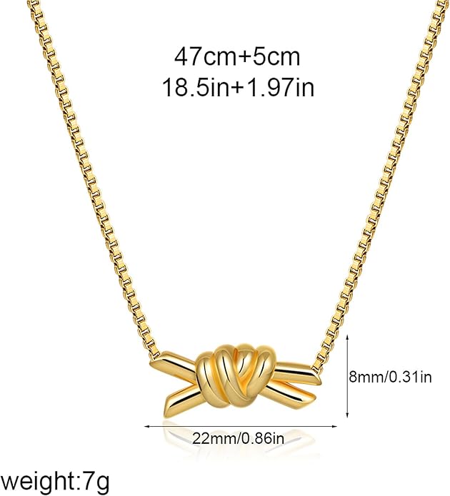 Gold Knot Pendant Necklace for Women Dainty Gold Necklace Love Knot Necklace Statement Jewelry