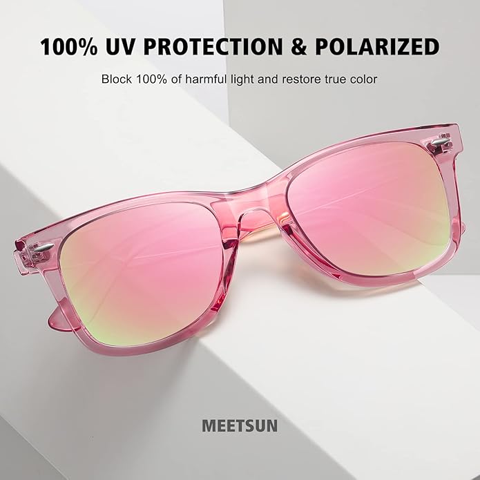 MEETSUN Retro Polarized Sunglasses for Women Men Classic Mirror Lens Driving Trendy Sun Glasses UV Protection (3 Pack)