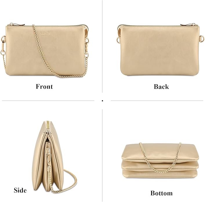 Wristlet Purses for Women, Vegan Leather Crossbody Evening Zip Clutch Bag with Strap | Vegan Leather, Evening, Zip, with Strap