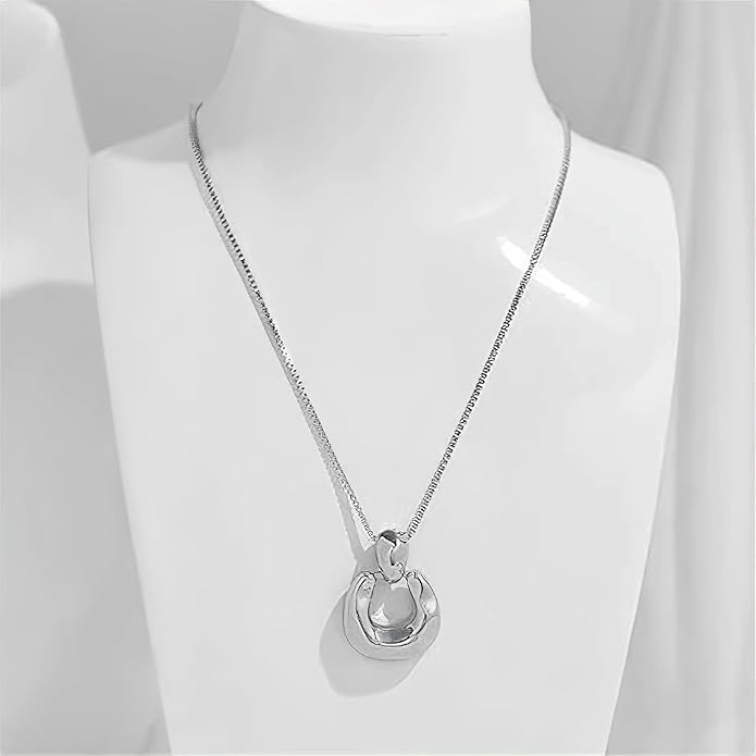 Necklace Earring Set for Women | 18K Gold Plated Statement jewelry | Trendy Pendant Necklace and Hoop Earrings for Her