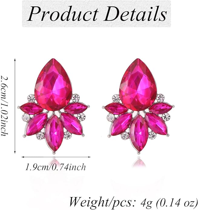 Vintage Rhinestone Earrings Fancy Crystal Cluster Drop Earrings Art Deco Earrings for Women