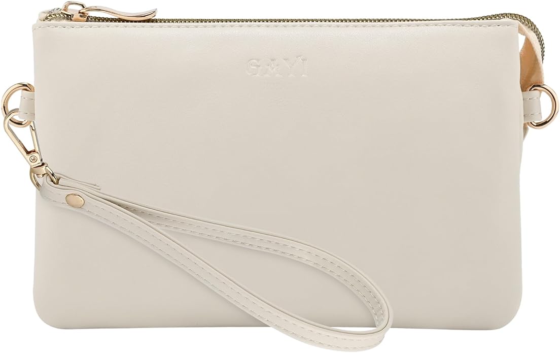 Wristlet Purses for Women, Vegan Leather Crossbody Evening Zip Clutch Bag with Strap | Vegan Leather, Evening, Zip, with Strap