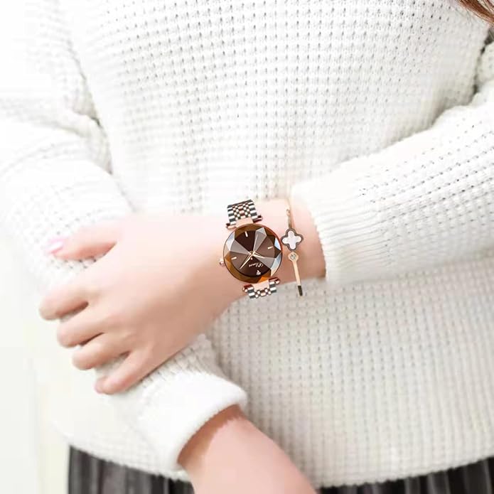 Fashion Watches for Women Rose Gold Stainless Steel Mesh Band Watch Elegant Ladies Gifts Waterproof Wrist Watch