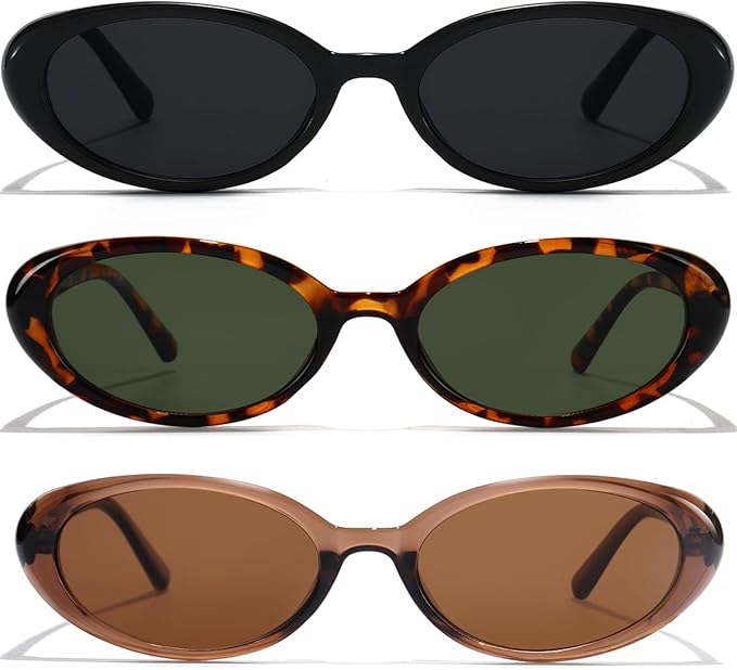 Oval Sunglasses for Women Men Fashion Small 90s Style Sun Glasses UV400