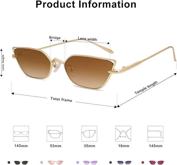 SOJOS Small Cateye Sunglasses Fashion Narrow Fun Designer Sun Glasses SJ1127A