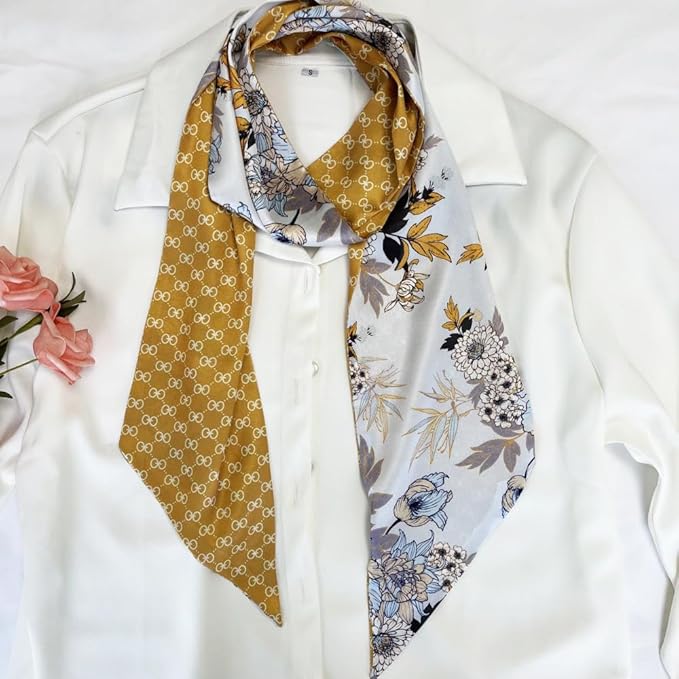 Silk Head Scarf for Hair Fashion Headwrap for Women Lightweight Neck Tie